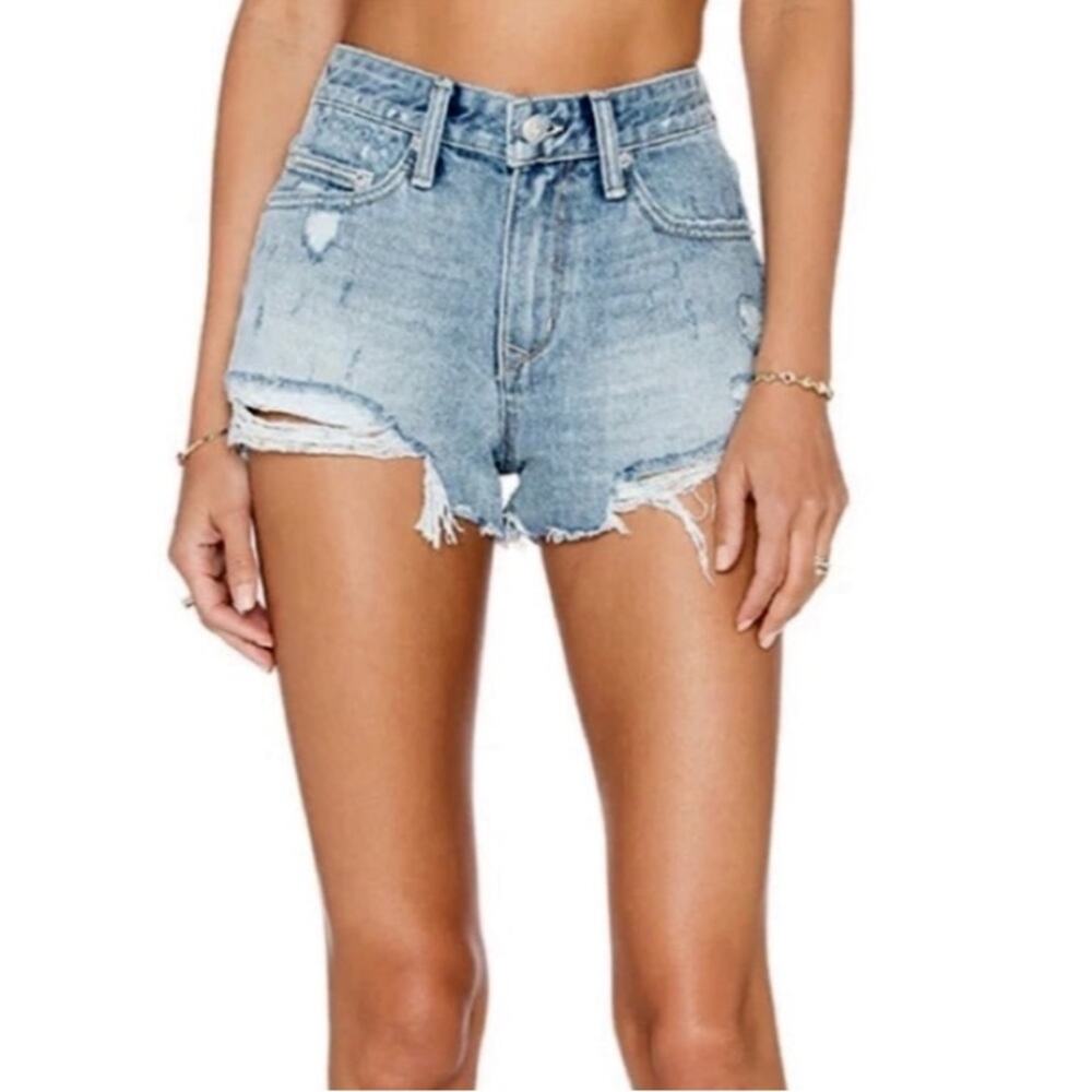 Lovers + Friends Denim Jack High Rise Cutoff Distressed Jean Shorts in Genesee
